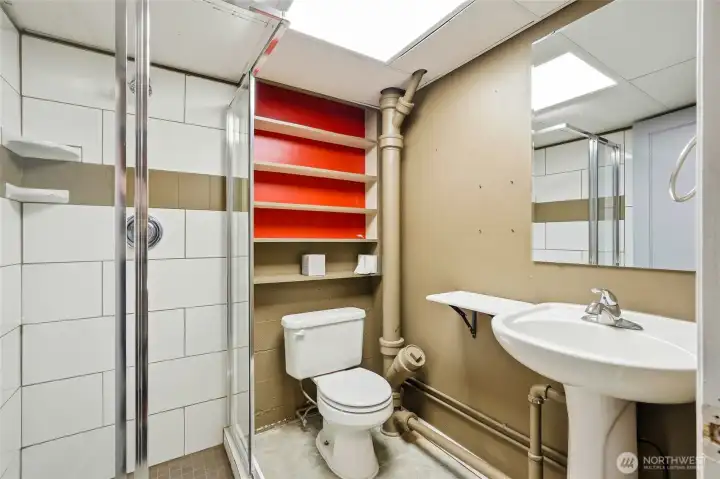 3/4 bathroom downstairs.