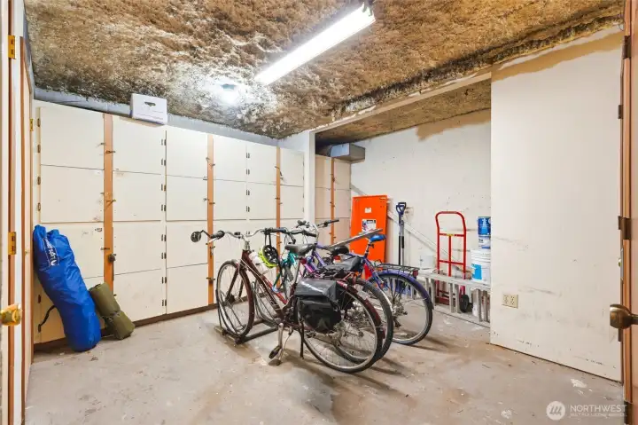 Storage room in the garage and bike storage available via lottery each year