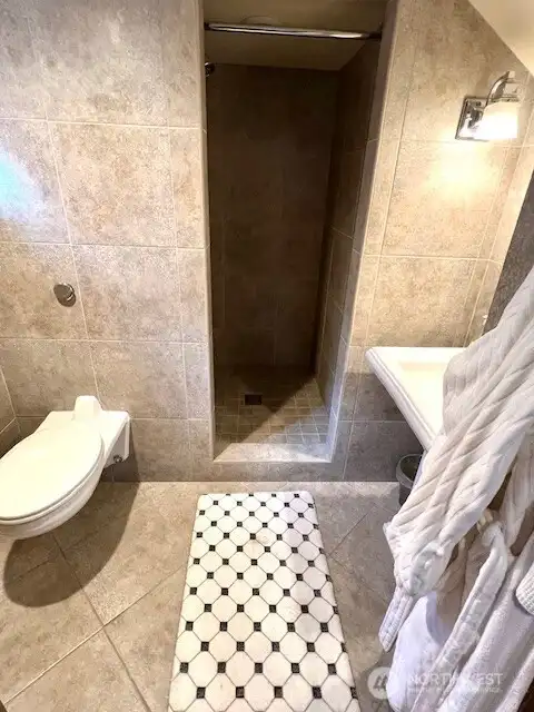 Lower level shower bath