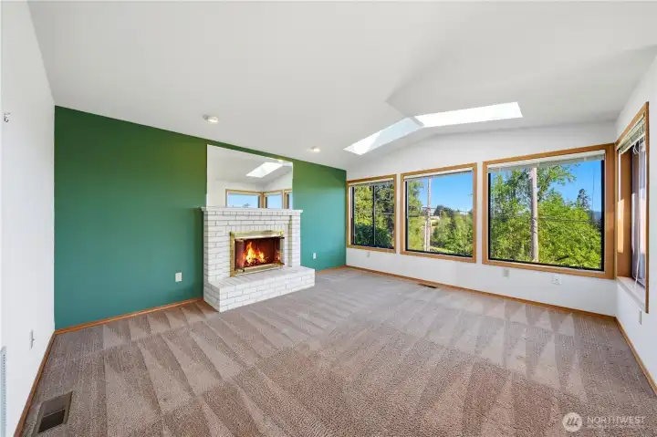 One more photo of the living room with windows looking out to the west.