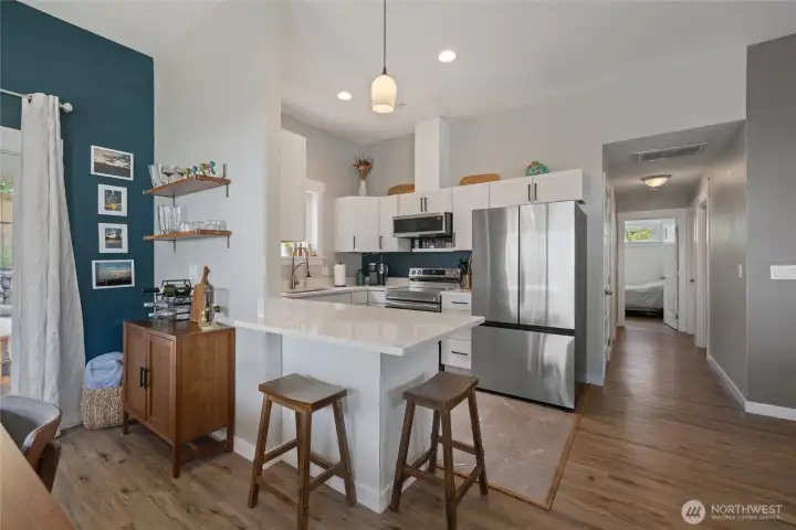 Stainless steel appliances for that modern flair.