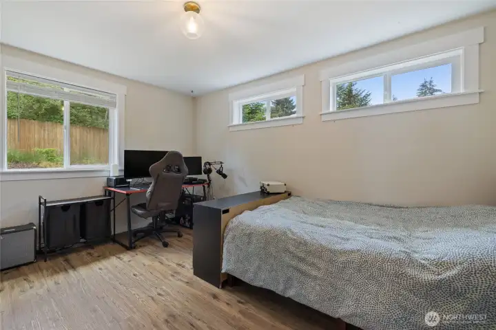 Bedroom #1 has plenty of light with the clerestory windows.