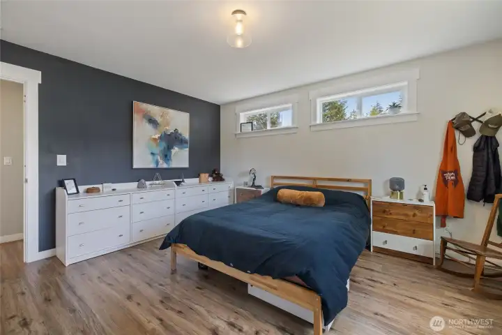 Primary bedroom is spacious and relaxing.