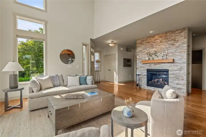 Gas fireplace offers warmth and calm in winter. Gas fireplace offers warmth and calm in winter.