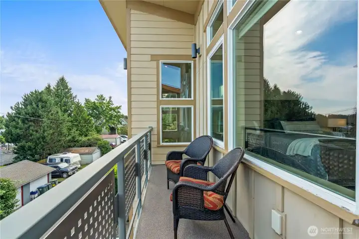 Private deck off primary bedroom. Private deck off primary bedroom.