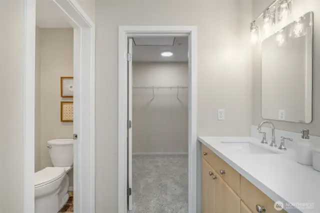 Fully appointed Primary Bath with Generously Sized Walk-In Closet
