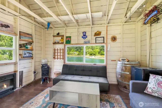 Multi-use shed provides heat, electricity, views, and a place to entertain!