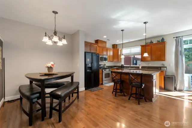 Separate dining area in the open floorplan