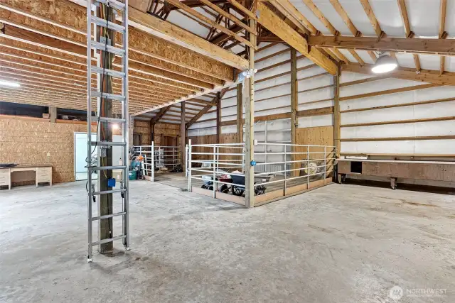 Another angle of the interior of the barn.  Ladder is a spare, there's a nicely built stairwell leading to the loft just to the left.