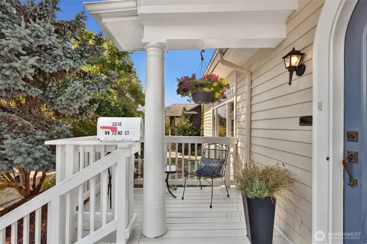 Front porch looking west.