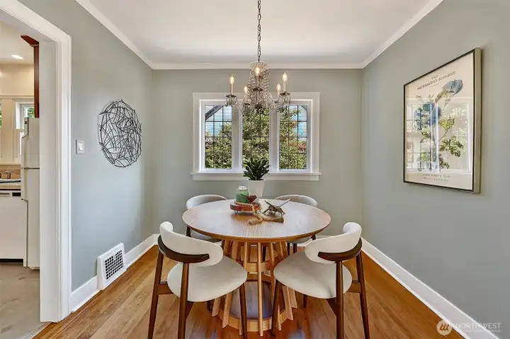 Dining room conveniently adjacent to kitchen.