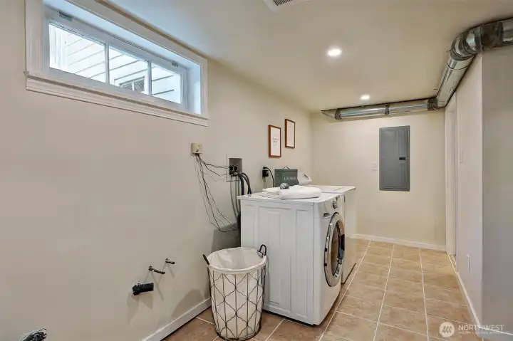 Laundry room with extra connections for potential sink.