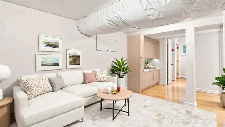 Lower Level Living room. [ Virtually Staged for Design Inspiration ]