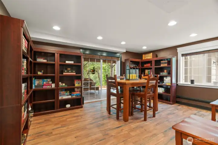 Family room with access to the lower level patio.
