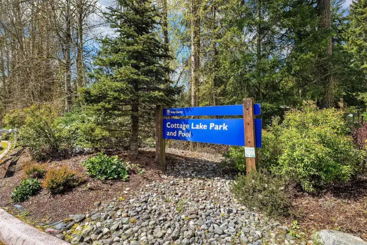 Cottage Lake Park is year round fun with a new playground, lake, and outdoor swimming pool during the summers - less than 5 minutes away!