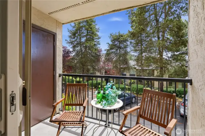 Covered balcony with storage. Covered balcony with storage.