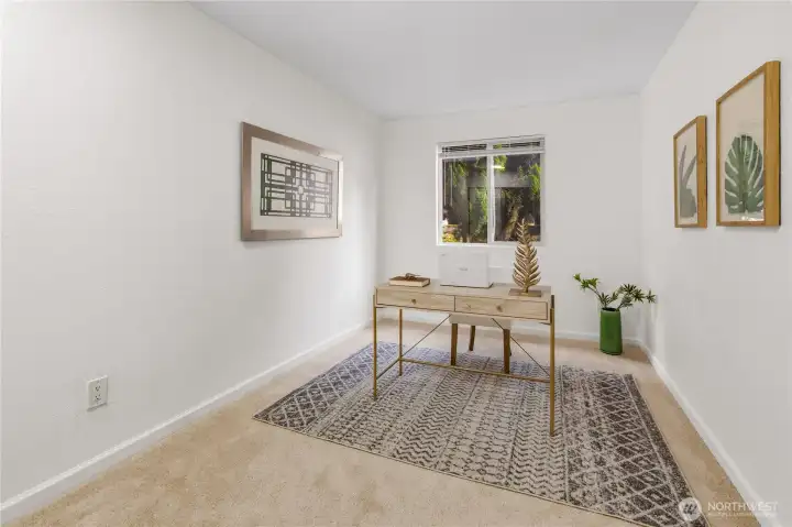 2nd bedroom - staged as office. 2nd bedroom - staged as office.