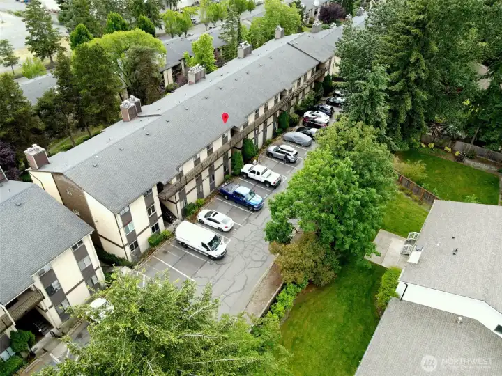 Aerial view of Building F. Aerial view of Building F.