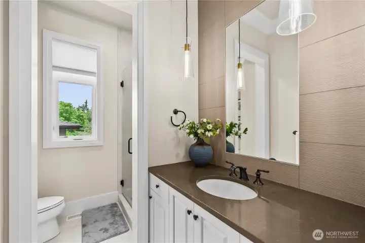 Bath room with a shower on main level