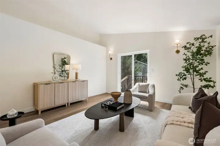 living room with an access to a deck