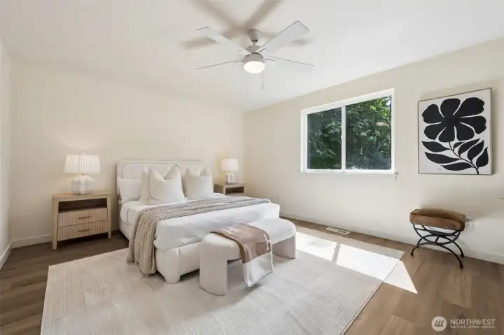 spacious primary bedroom