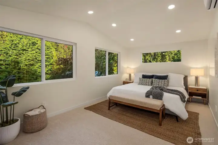 Vaulted Ceilings and triple pained windows in Primary Suite