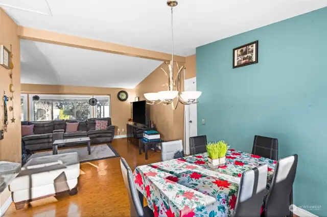 Dining area overlooking lraving room