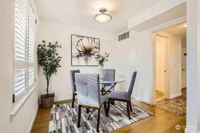 south facing window in dining area