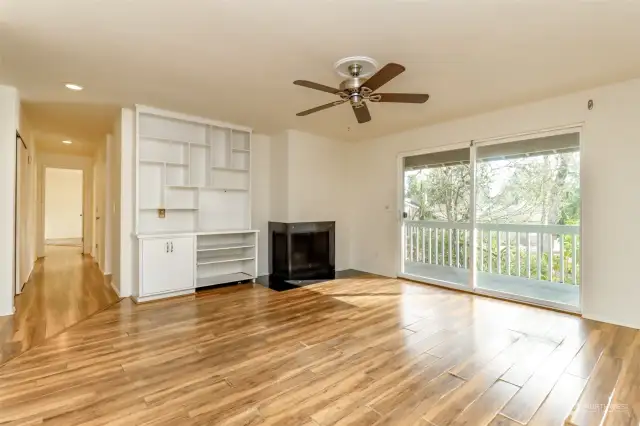 Living Room with large slider to deck.