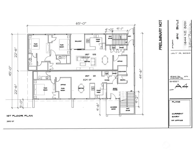 Floor #1 Plan for New Proposed Bldg