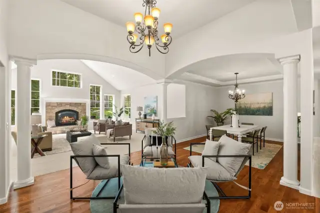 Built with beautiful architectural lines, this stunning home offers timeless elegance. Make the space your own by adding new light fixtures to change the look or keep the existing chandeliers for a more traditional feel.