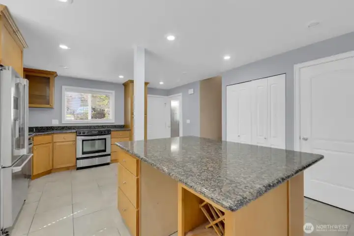 Open-concept kitchen flows into main living area