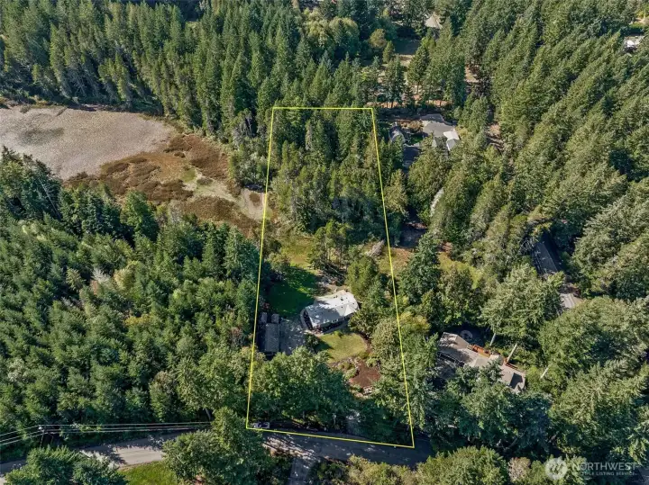 An aerial view of the property
