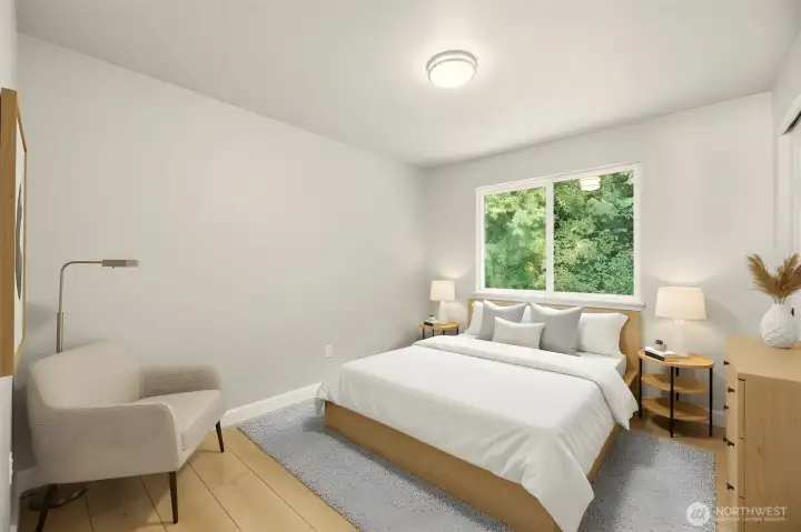 Bedroom - Photo is virtually staged.