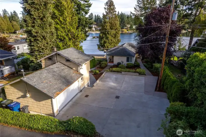 Overview of DADU, garage and main home