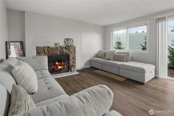 Living room with fireplace