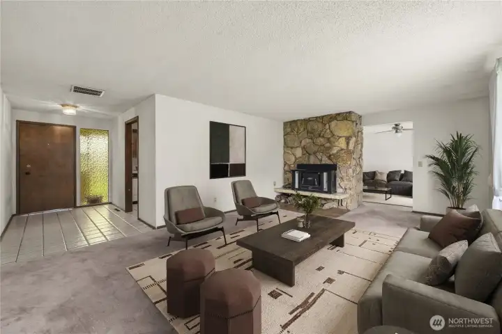 Virtually staged living room.