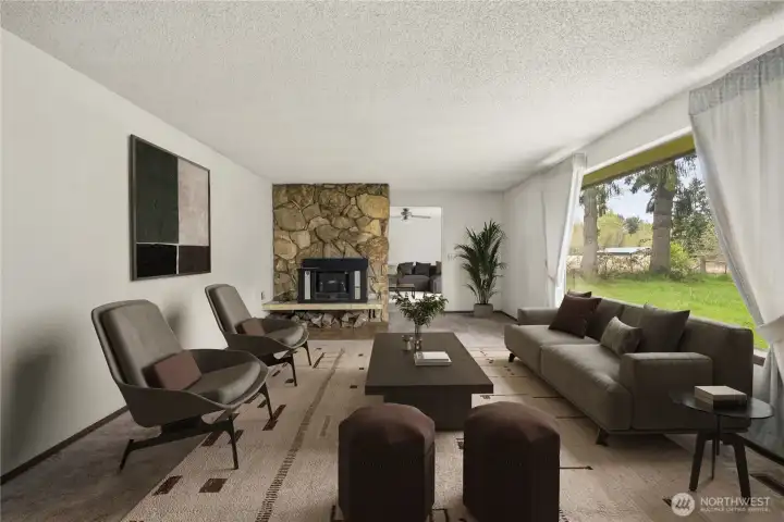 Virtually staged living room.
