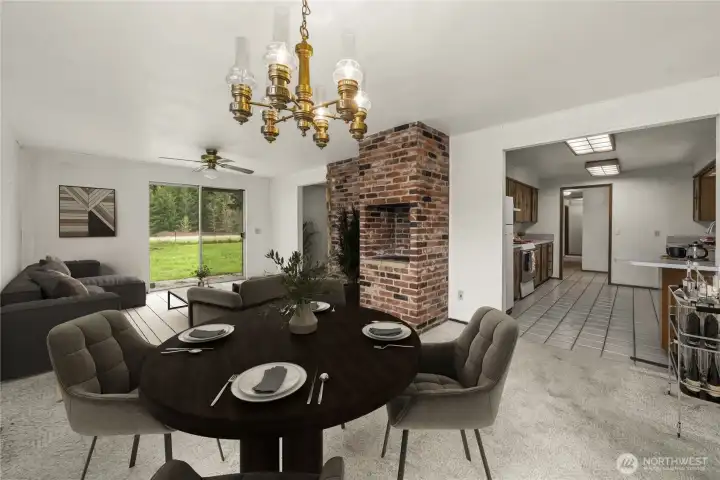 Virtually staged dining and bonus area.