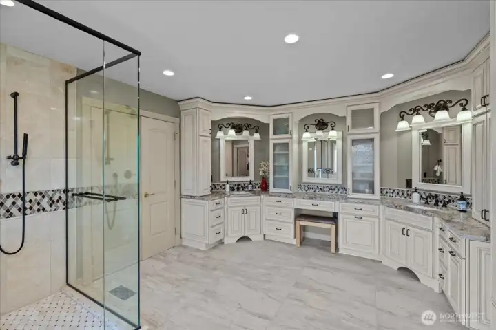 Beautiful spa-inspired ensuite off the primary bedroom.