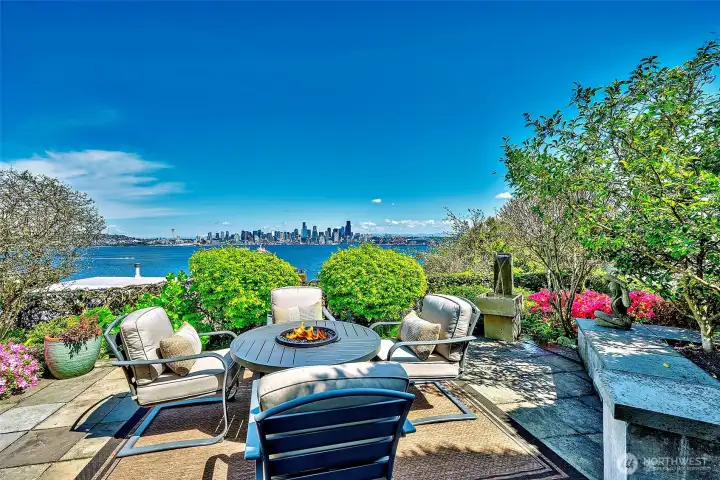 Backyard patio with beautiful views.