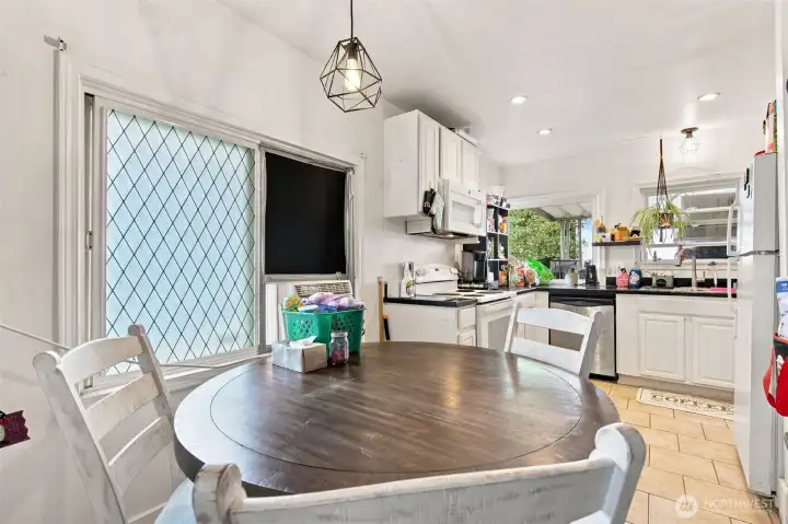 Dining area flows seamlessly into the kitchen