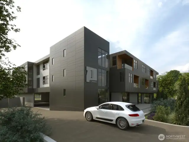 Rendering. Side view of building