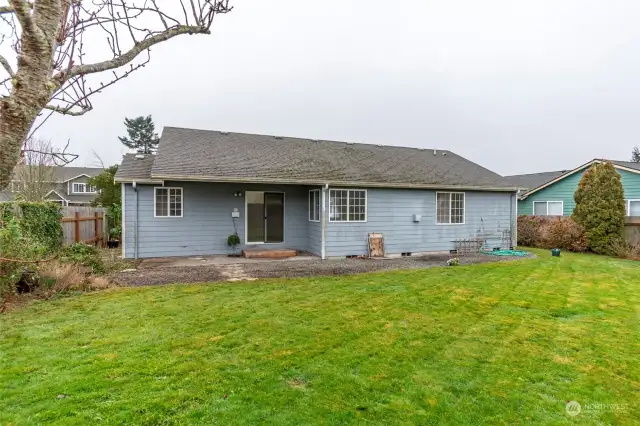 Spacious level back yard.