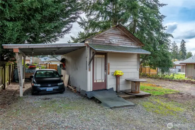 Carport and shop.