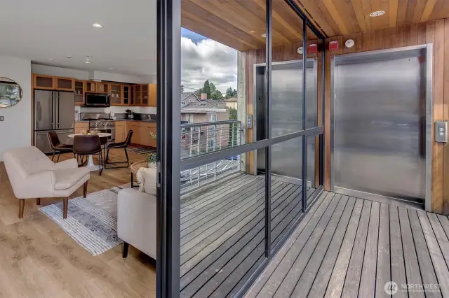 A traction-less elevator serving only 2 units.