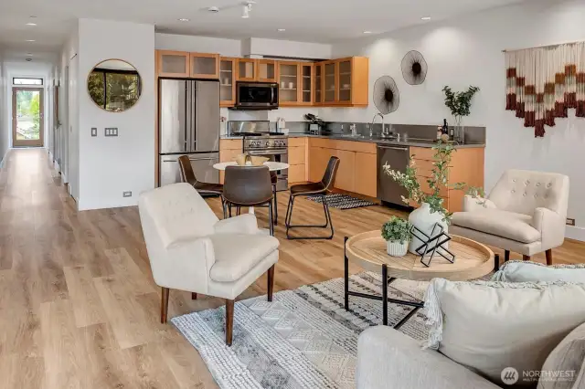 This contemporary flat boasts an airy floor plan with upscale elements.