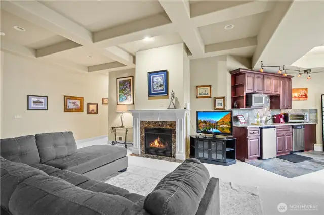 Large Family Room open to kitchenette/wet bar and room enough for games