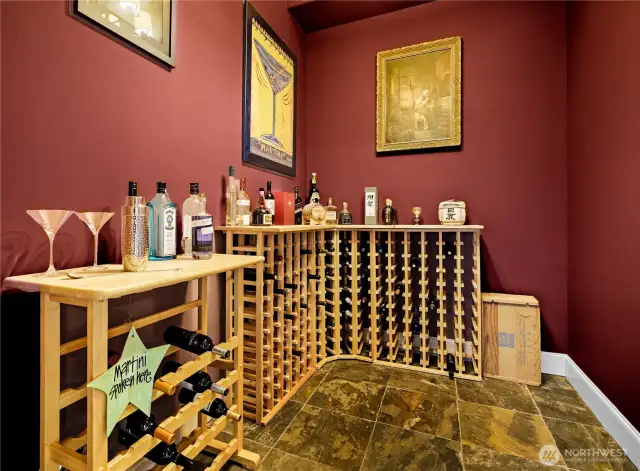 Nice wine room that stays the perfect temp for wine - naturally