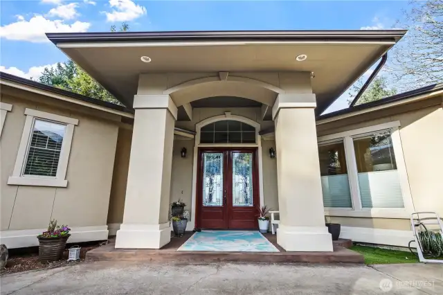 8' ft leaded glass doors greet your guests